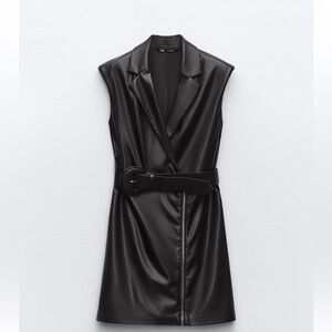 Zara Elegant Black Belted Vest Dress